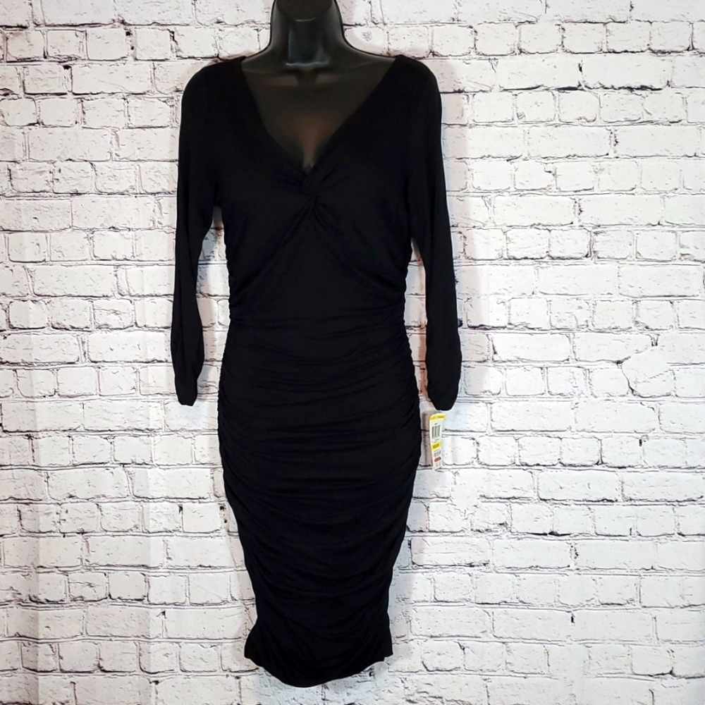 INC International Concepts Black Ruched Dress Size M NWT